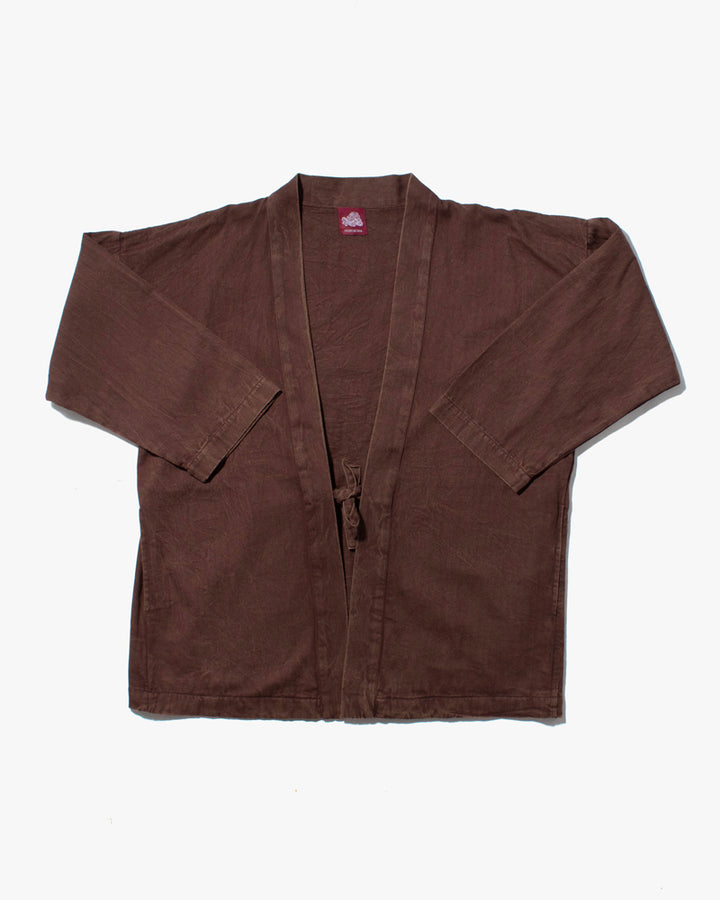 Wa-Modern Herringbone Haori Jacket, Brown