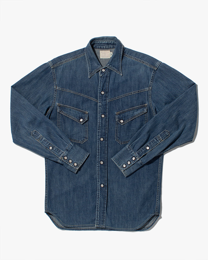 Japanese Repro Denim Western Shirt, Levi's Brand, Long Sleeve Button-Up - 36