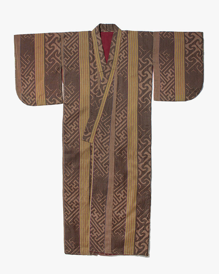 Vintage Haori Jacket, Tan with Geometric Pattern