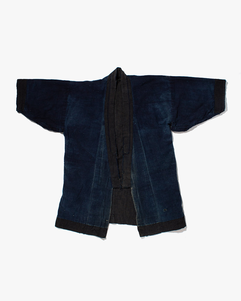 Vintage 70s Japanese Tradional Indigo Blue Noragi Style Kimono Animal buying Bird embroidered Cloak Denim Handmade Tank Vest sleeveless jacket Blue