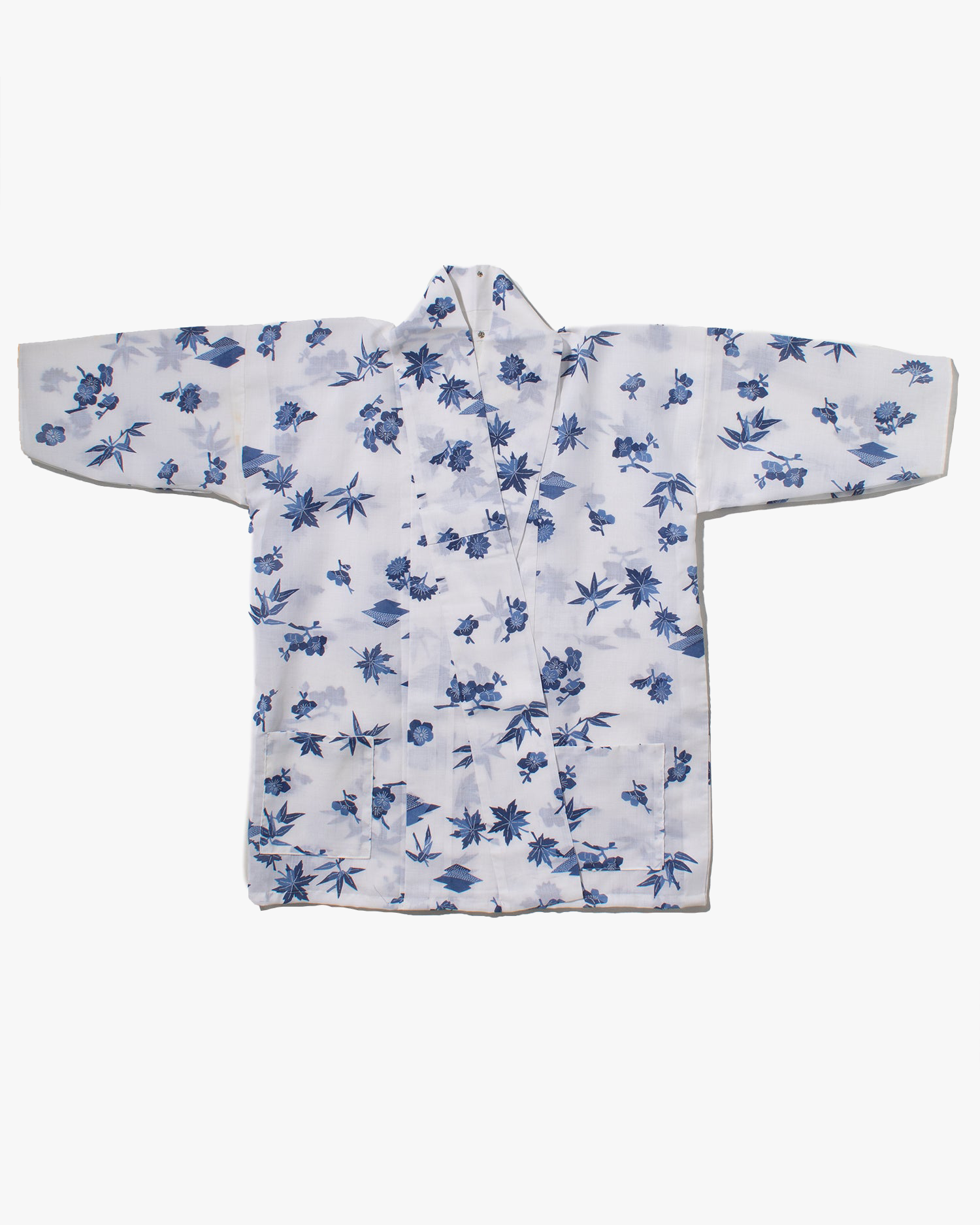 Vintage Japanese Cotton sale Yukata - Blue and White Butterflies