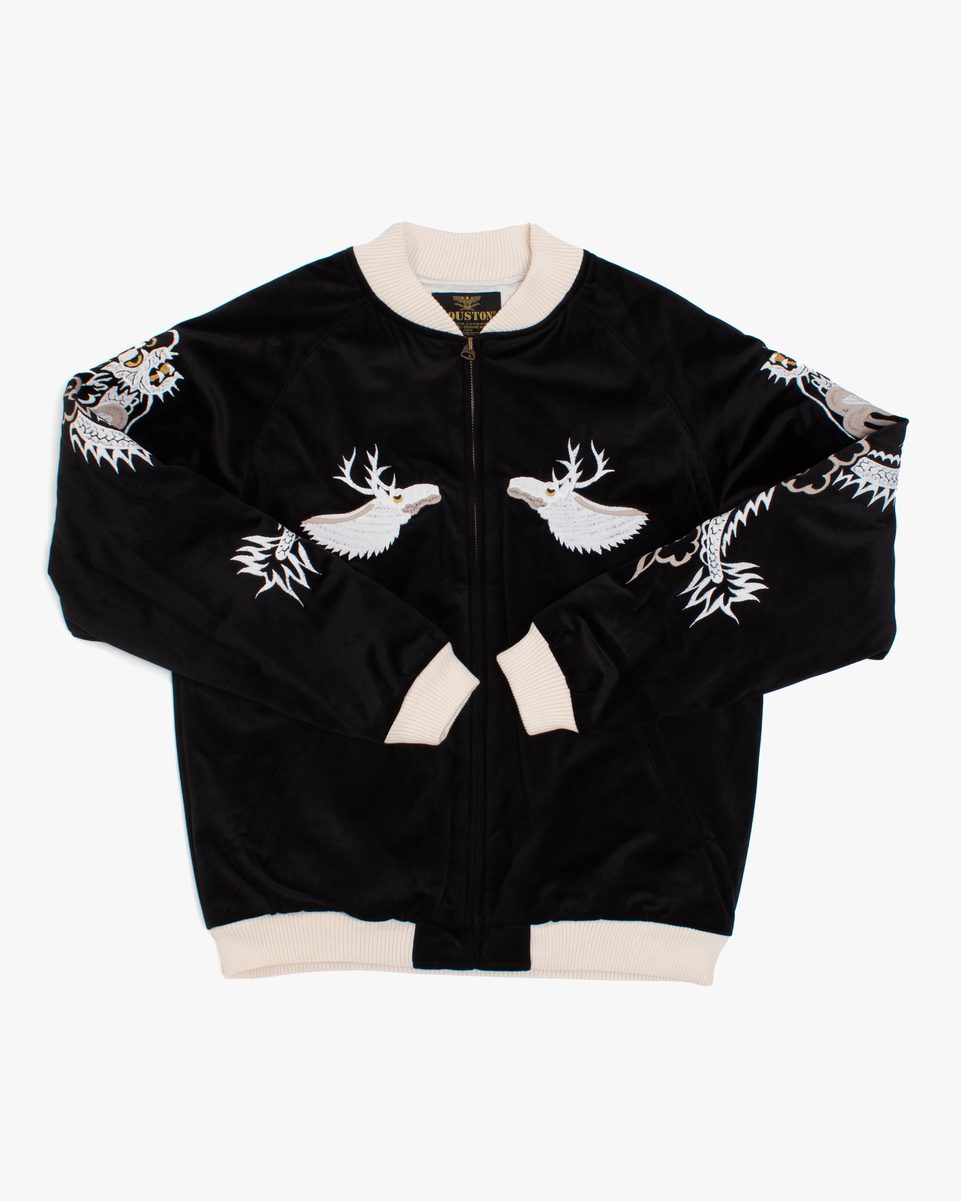 Japanese Repro Souvenir Jacket, S, Houston, Moose with Dragon