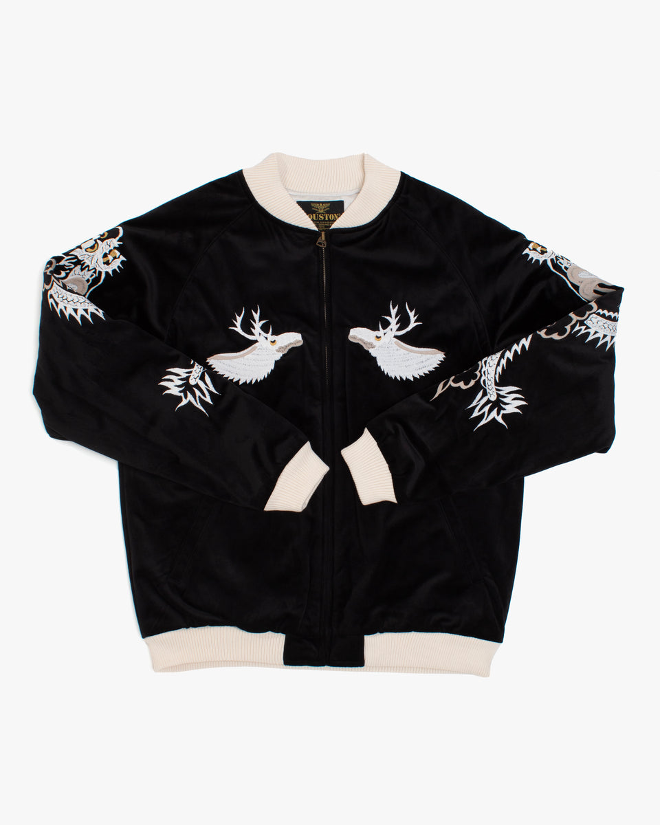Japanese Repro Souvenir Jacket, S, Houston, Moose with Dragon