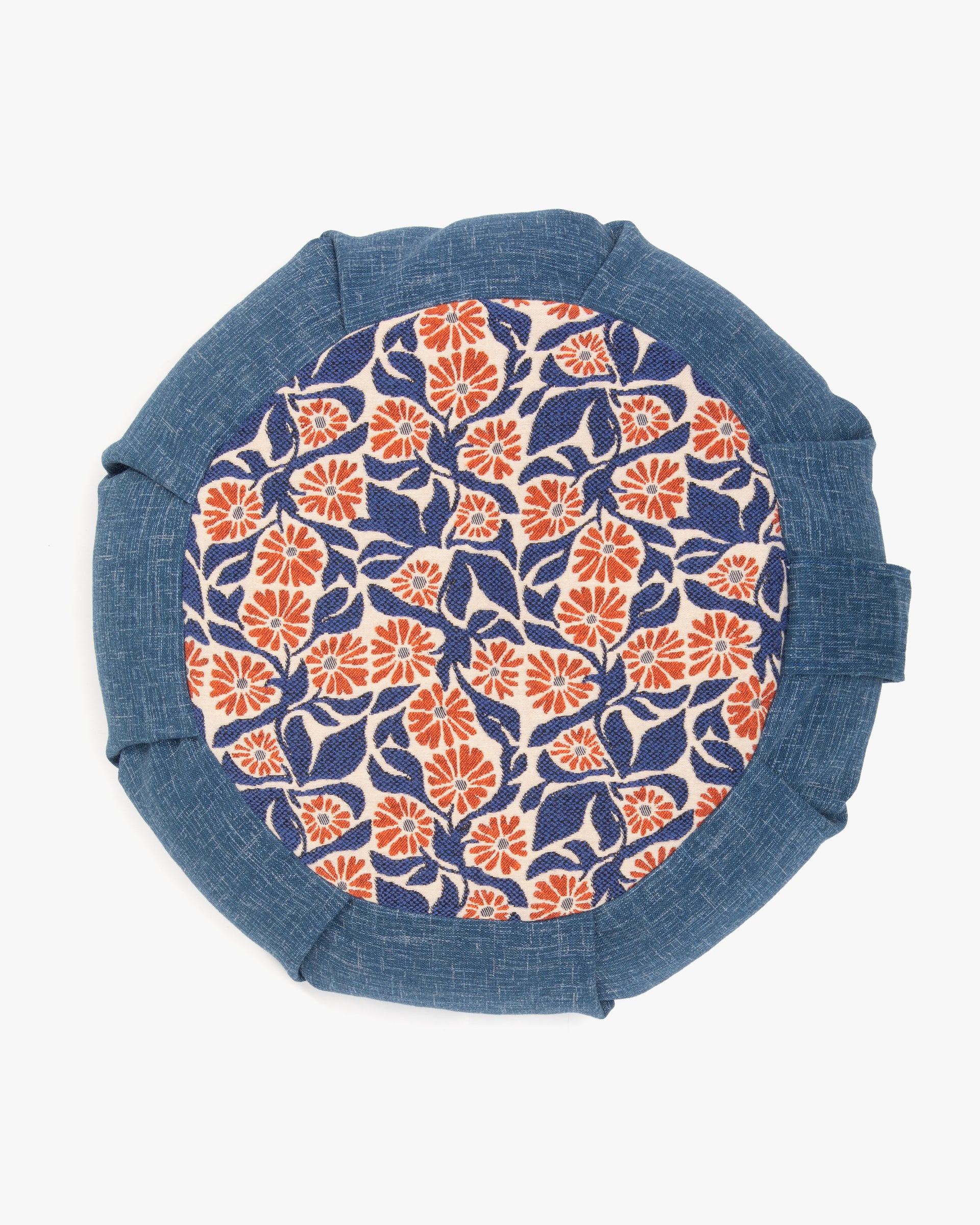 Kiriko Original Meditation Pillow, Two-Tone Zafu, Blue and Orange