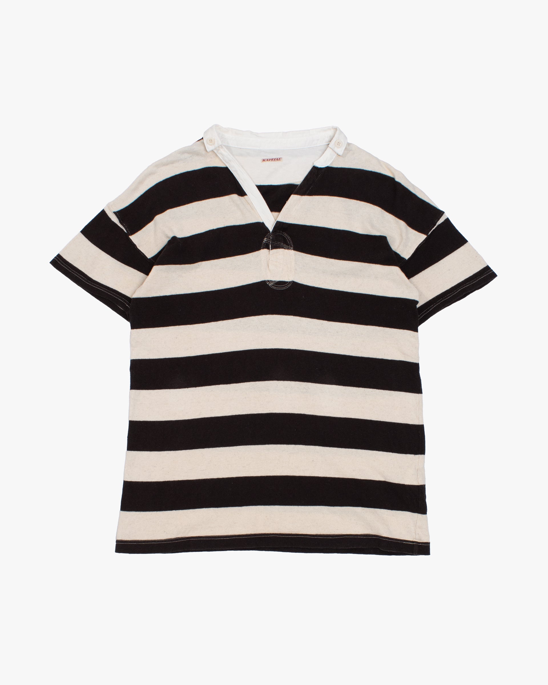 Japanese Repro Shirt, XL, Kapital, Black and Cream Stripes