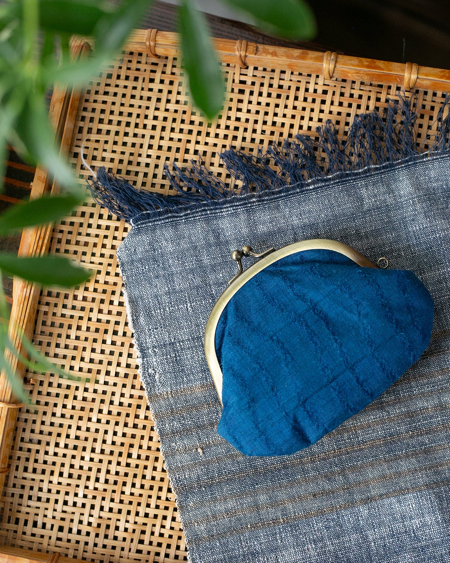 Coin Purse, Gamaguchi, Nitta Textile Arts Inc., Midnight Blue