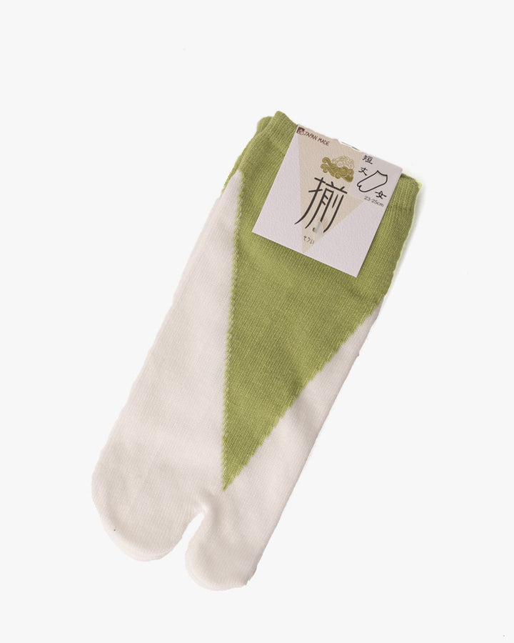 Tabi Socks, Ankle, Green and White Kasane (S/M)