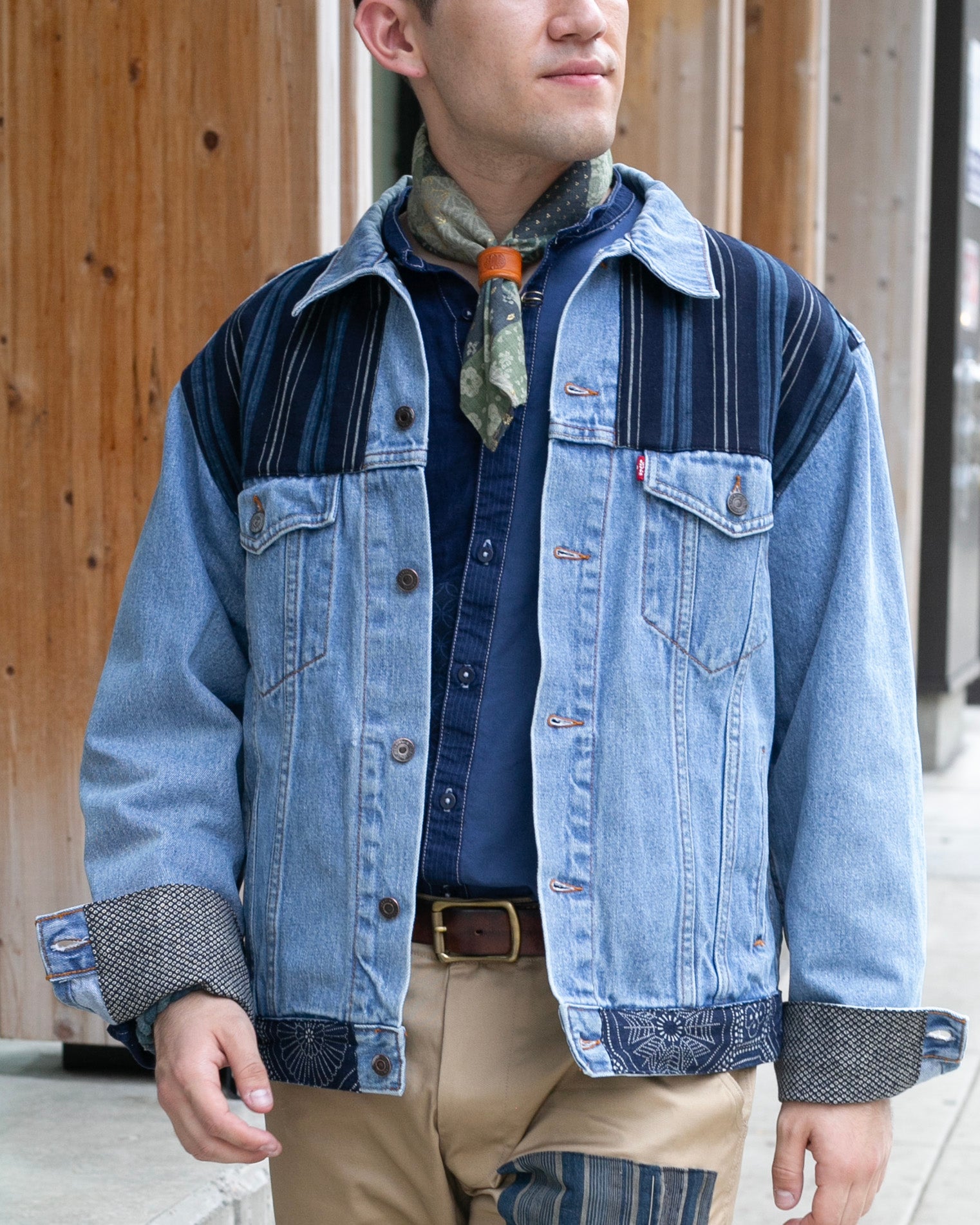 Kiriko Custom, Vintage Levi's Jacket, Patched with Shades of Blue
