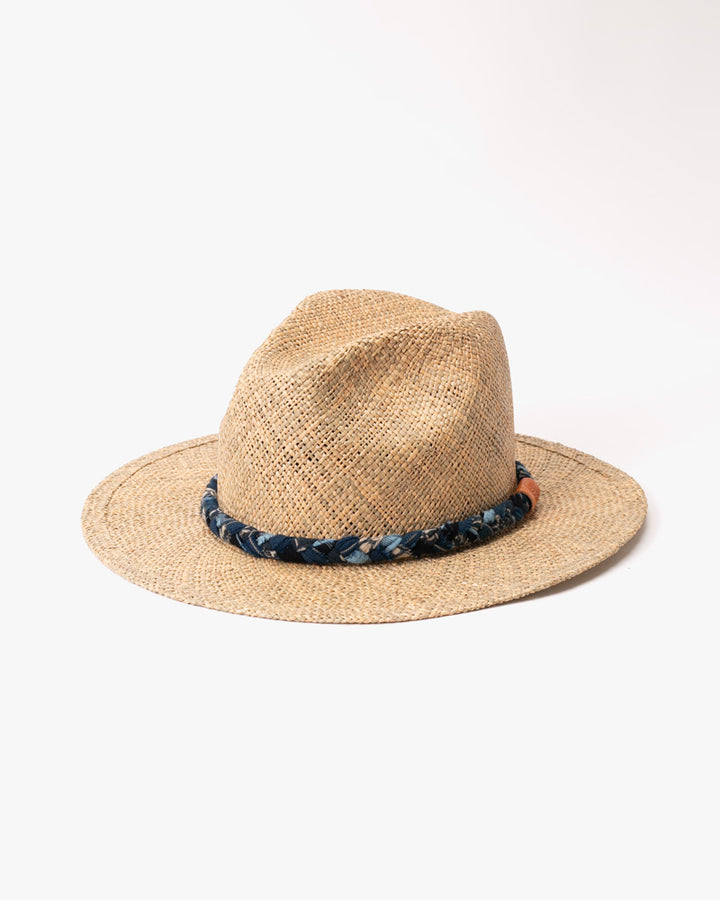 Kiriko Custom Panama Hat, Seagrass, Braided Shades of Indigo and Cream