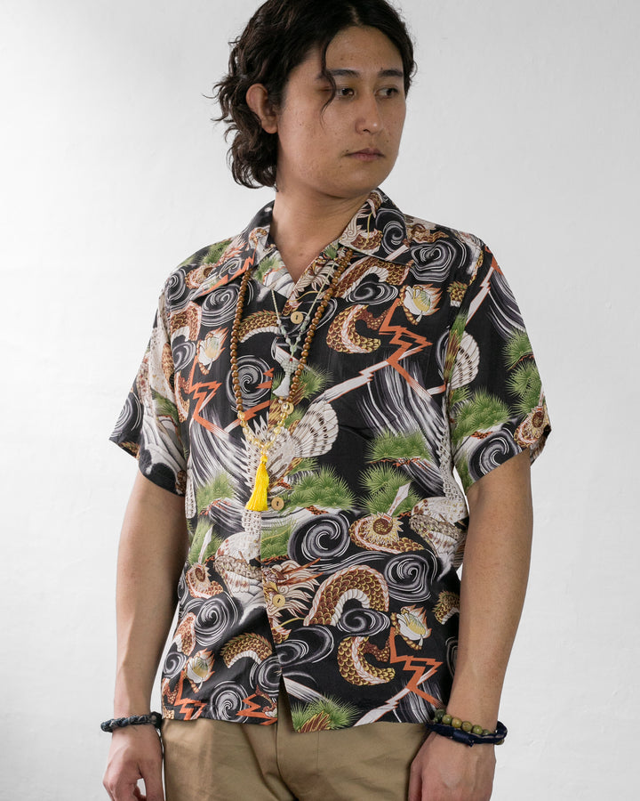 Japanese Repro Shirt, Aloha Short Sleeve, Land of Aloha Warehouse & Company Brand, Windy Dragon - M