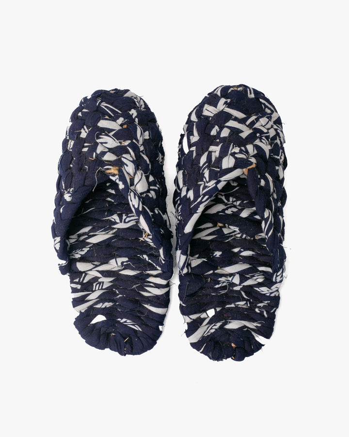 Assorted Matsunoya Hand Woven Slippers Navy with White Accents (M/L)