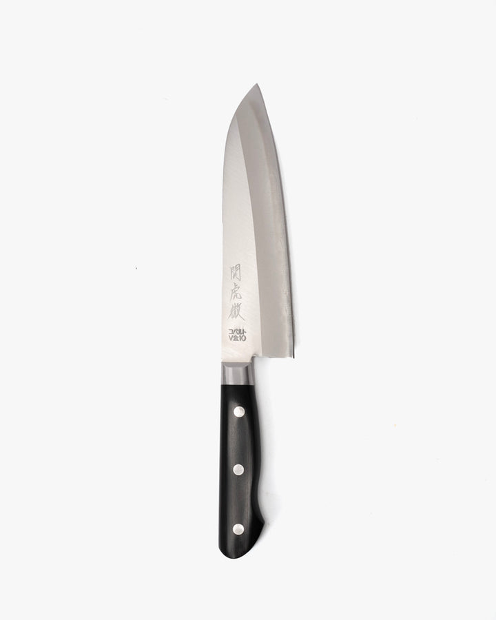 Japanese Knife, Yasuda Hamono, Santoku, Sekikotetsu Series, Black Handle