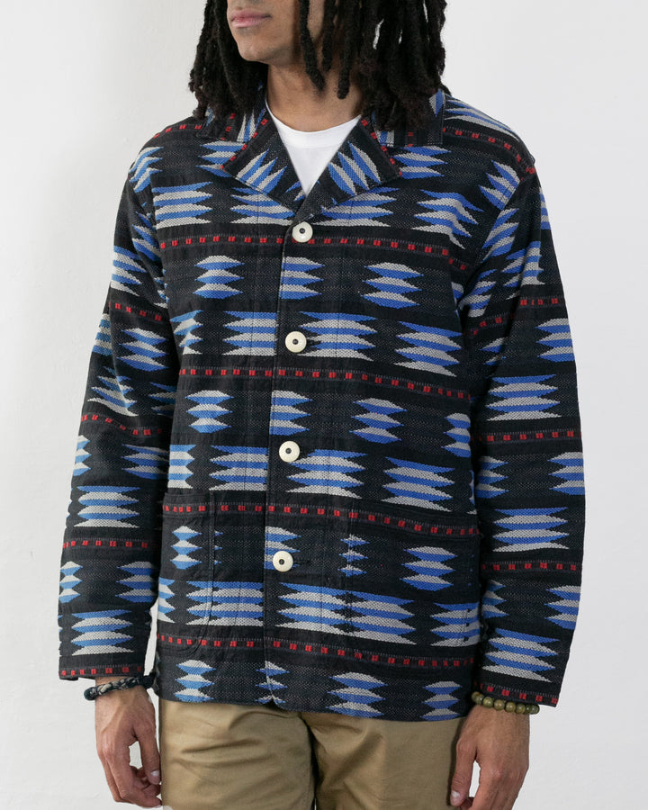 Japanese Repro Southwest Coverall, Toyo Enterprise Brand, Black with Red and Blue Geometric Accents - 38