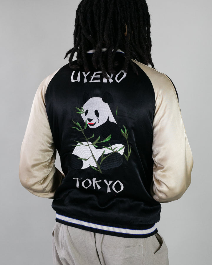 Japanese Repro Souvenir Jacket, Black and Cream Panda - M