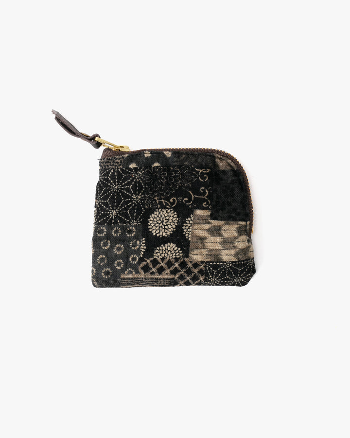 Kiriko Original Zipper Wallet, Charcoal Patchwork Style