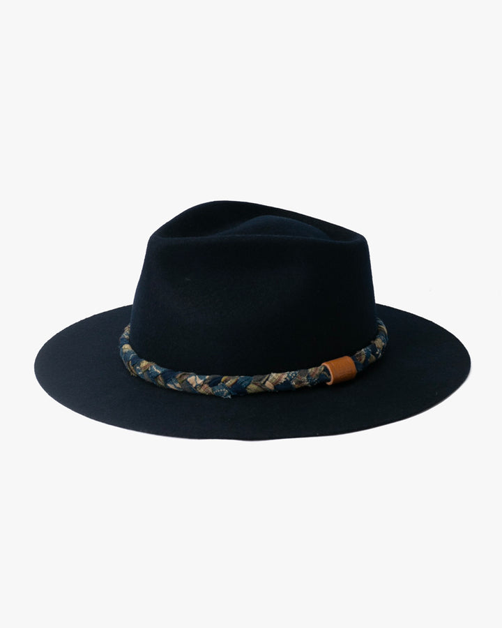 Kiriko Custom Wool Felt Hat, Navy with Shades of Indigo, Charcoal and Fuchsia Plaid