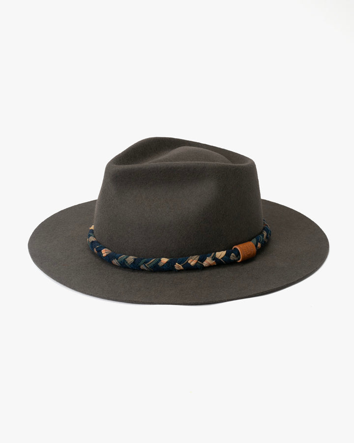 Kiriko Custom Wool Felt Hat, Gray with Shades of Indigo, Yellow and Peach