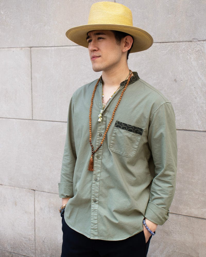 Kiriko Original Shirt, Long Sleeve Button-Up, Mandarin Collar, Tokusa Karakusa, M Kiriko Original Shirt, Long Sleeve Button-Up, Mandarin Collar, Tokusa Karakusa, M