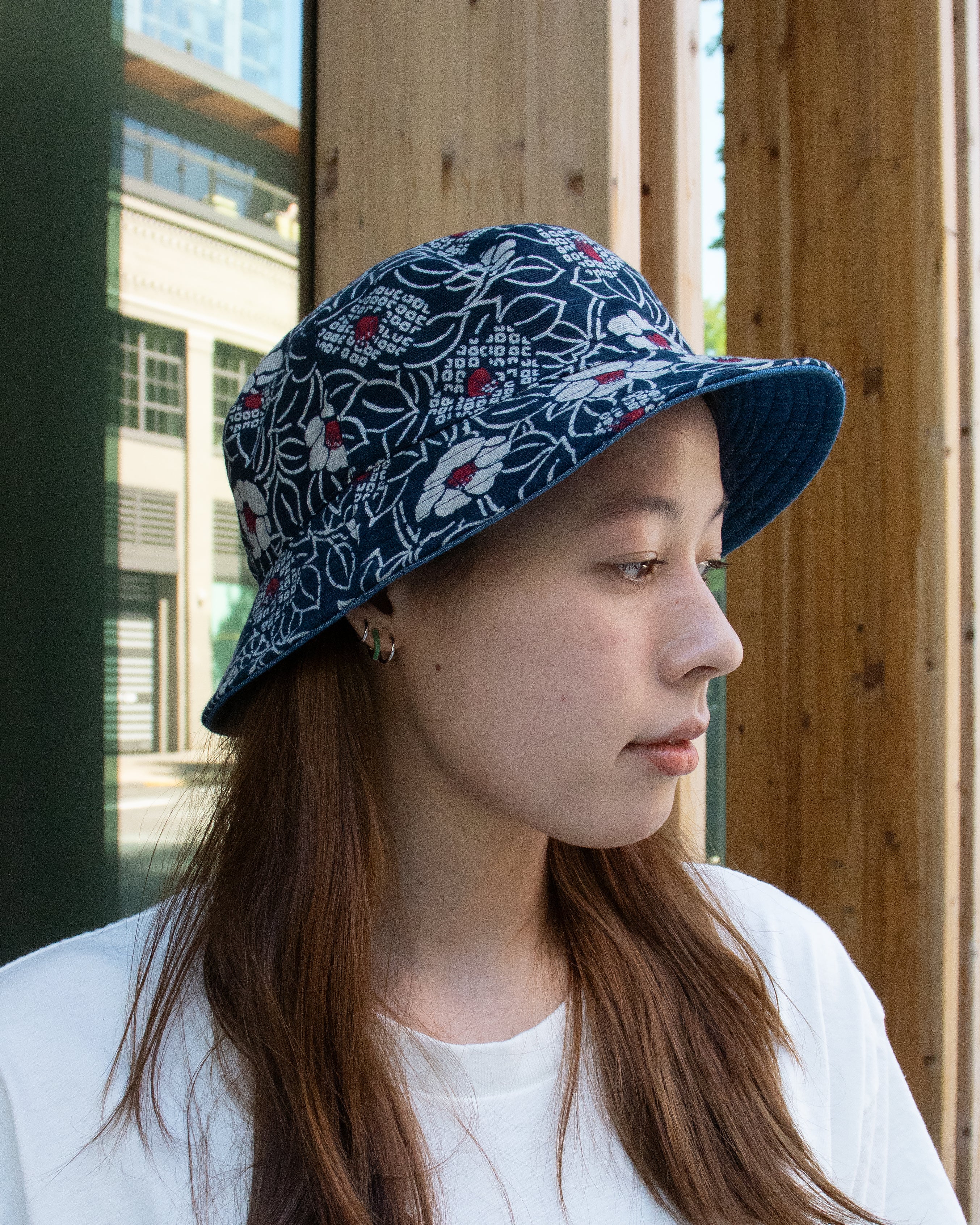 Kiriko Original Indigo Bucket Hat, Reversible, Indigo Tsubaki