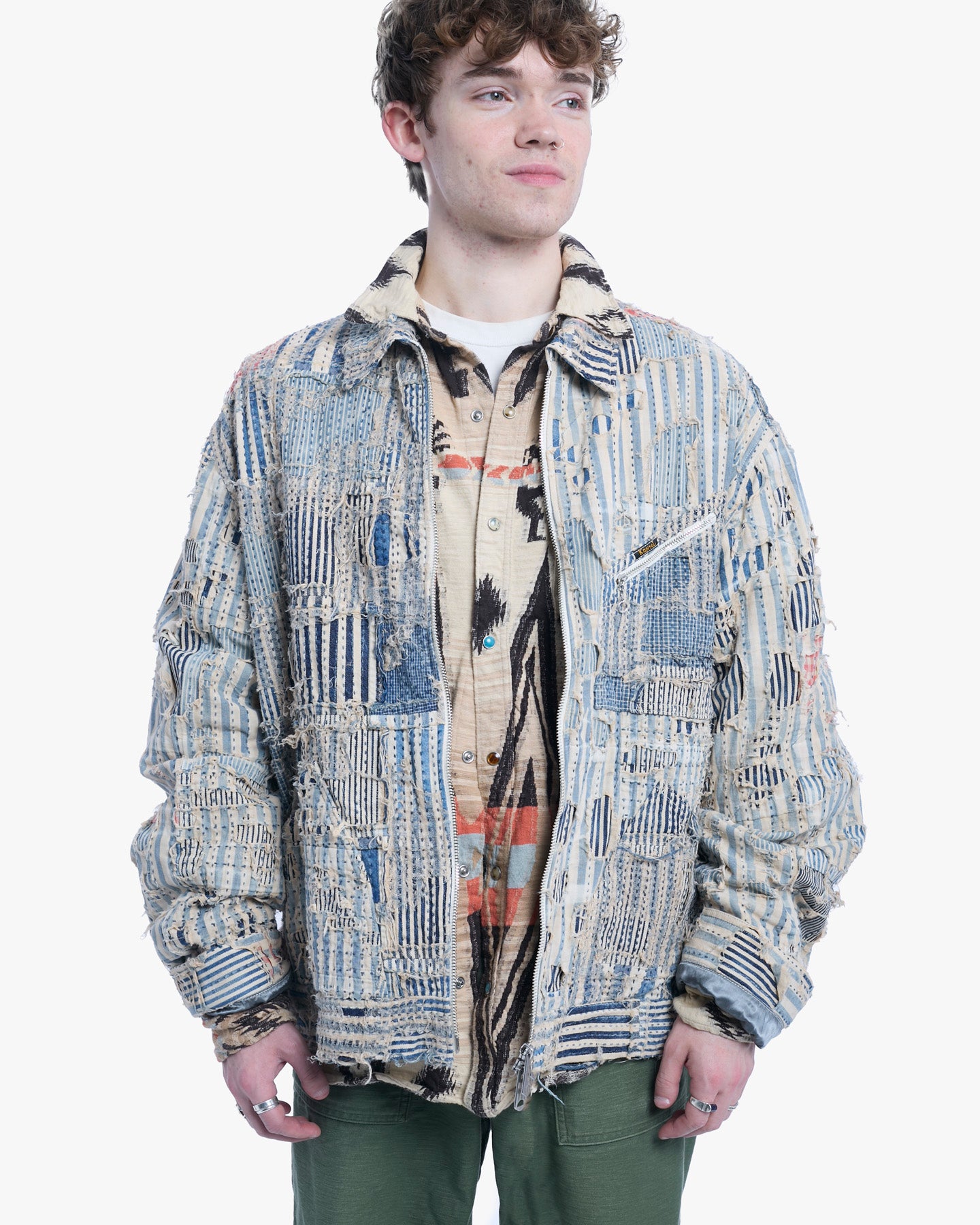 Japanese Repro Denim Jacket, XL, Kapital, Patched Boro, White