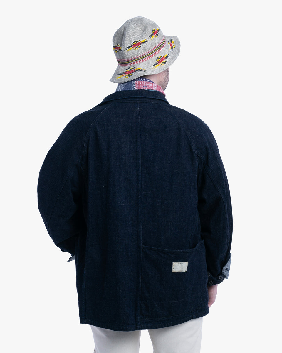 Japanese Repro Denim Chore Coat, XL, Kapital, Dark Wash with Metal