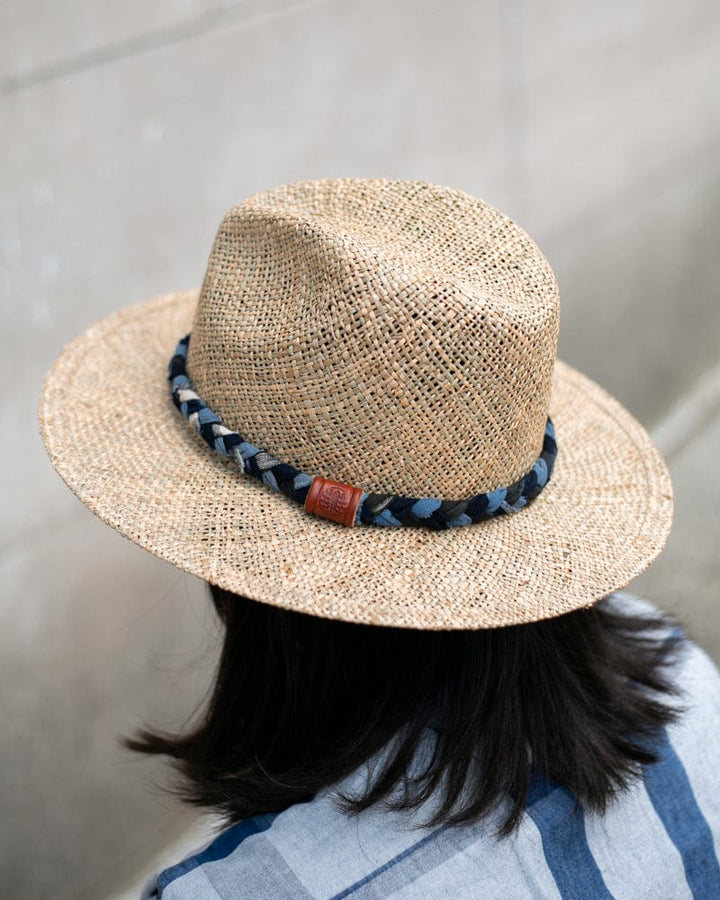 Kiriko Custom Panama Hat, Seagrass, Denim Blue and Indigo Shima Braided Band