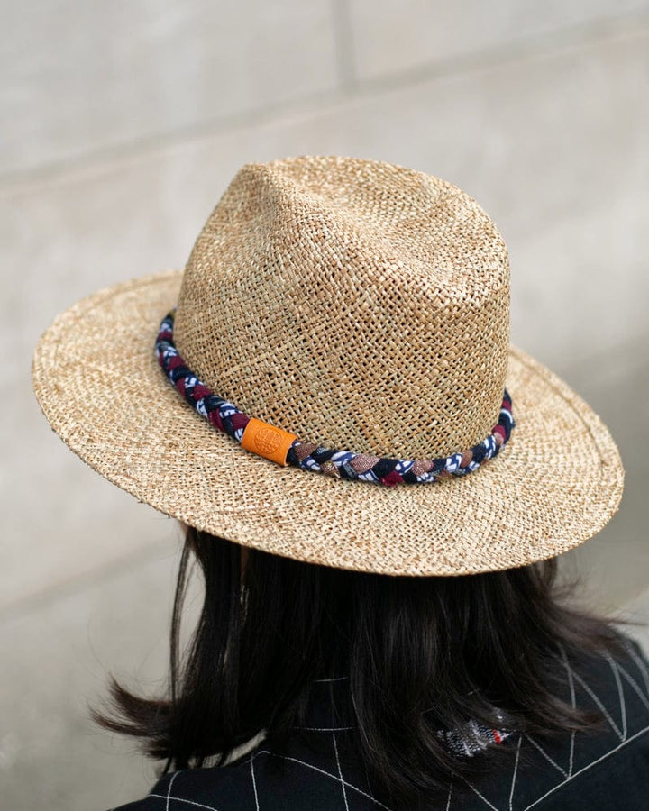 Kiriko Custom Panama Hat, Seagrass, Burgundy and Indigo Braided Band