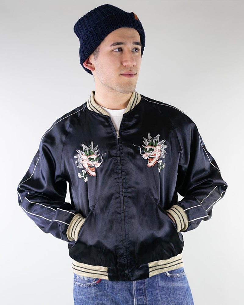 Japanese Repro Souvenir Jacket, Reversible Purple and Black, Paratroopers  and Dragons - L