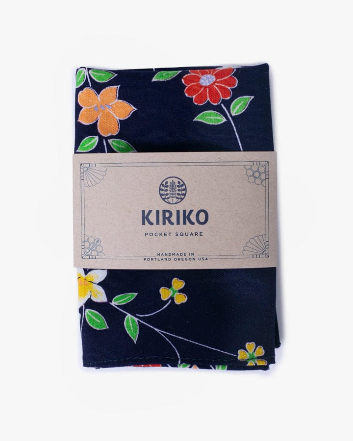 Kiriko Original Pocket Square, Navy Multi Floral