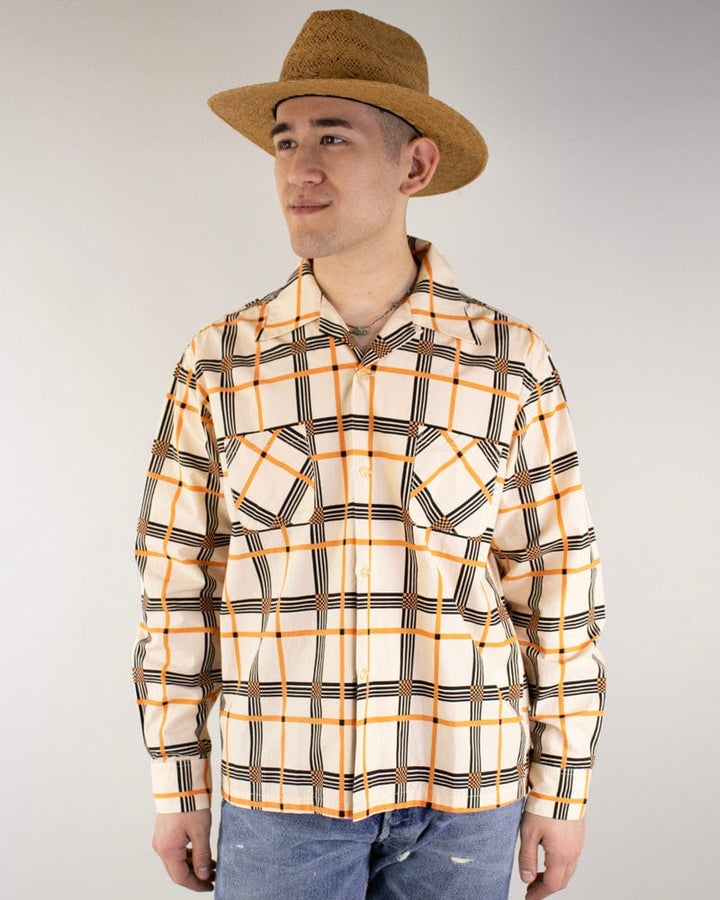 Japanese Repro Shirt, Toyo Enterprise Brand, Long Sleeve Abstract Plaid - L