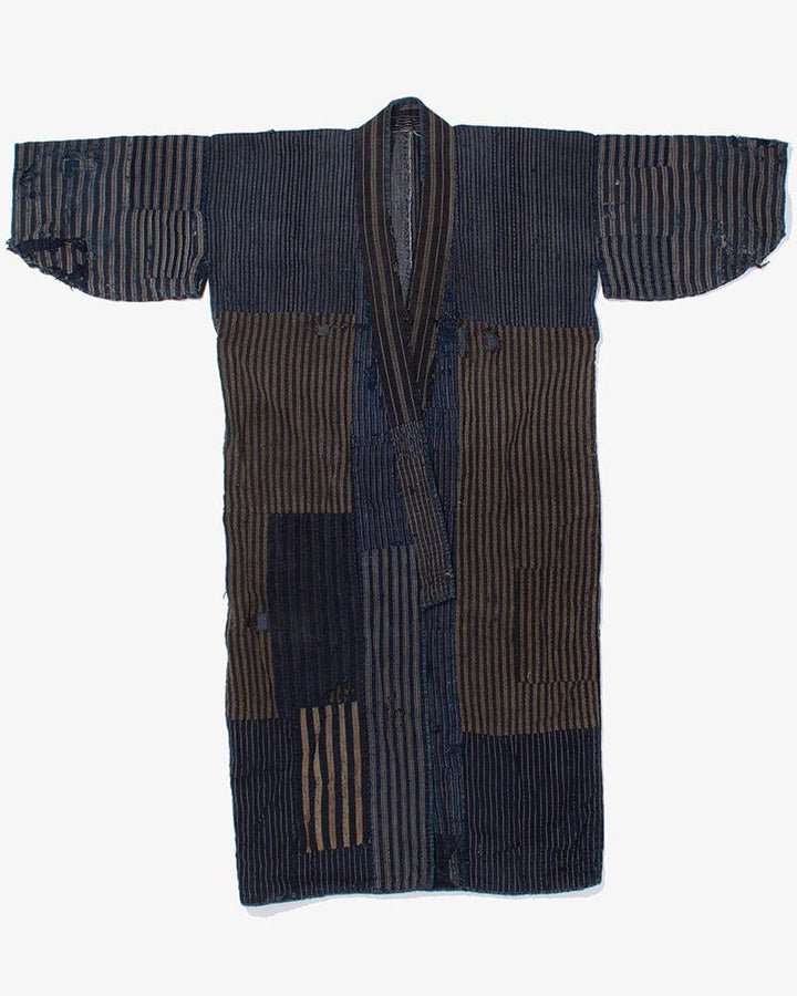 Vintage Noragi Jacket, Reversible Boro, Fully Sashiko Stiched, Patched Shima