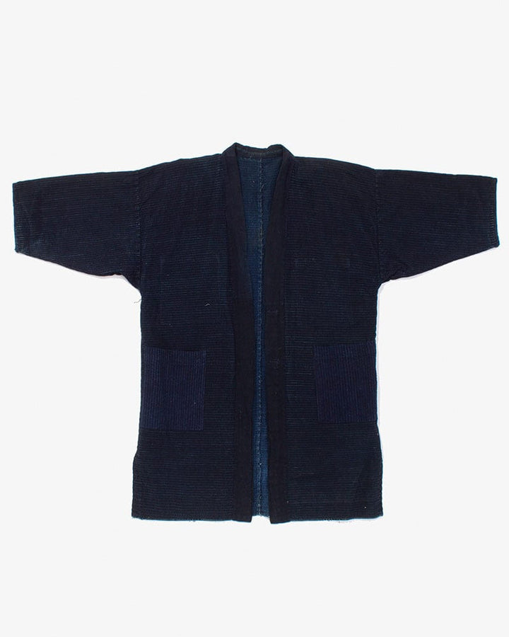 Vintage Noragi Jacket, Altered, Boro, Fully Sashiko Stitched, Dark Indigo
