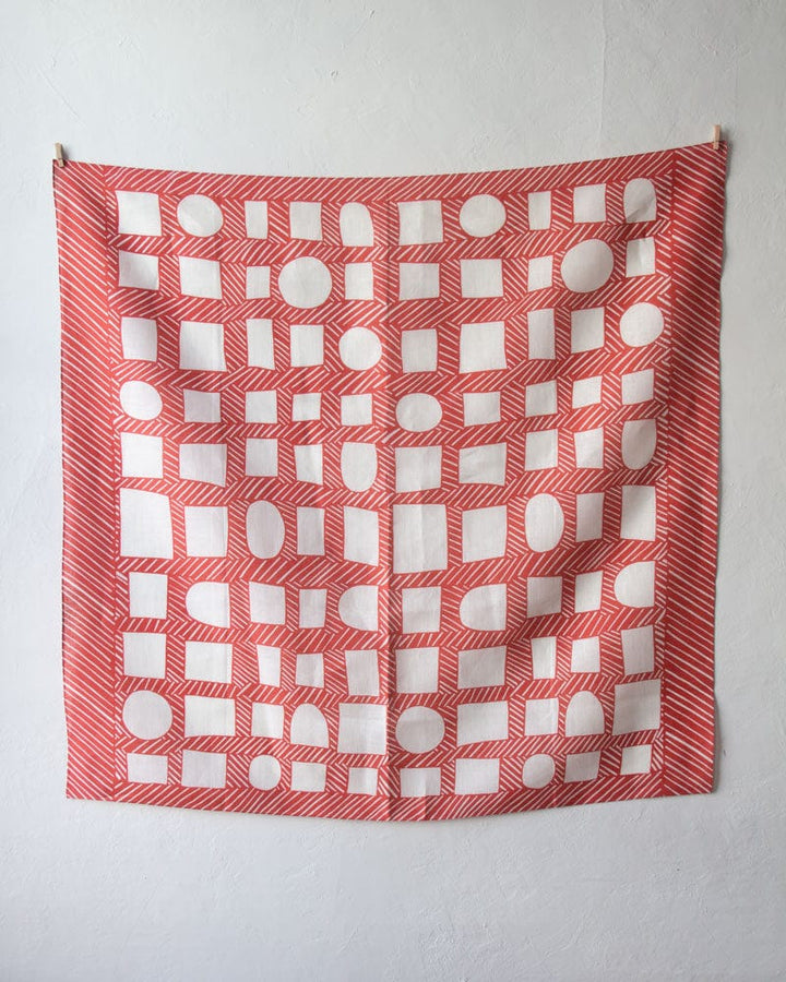 Modern Furoshiki, Musubi, Linen, Nobuyuki Takai, Shapes and Lines, White and Red