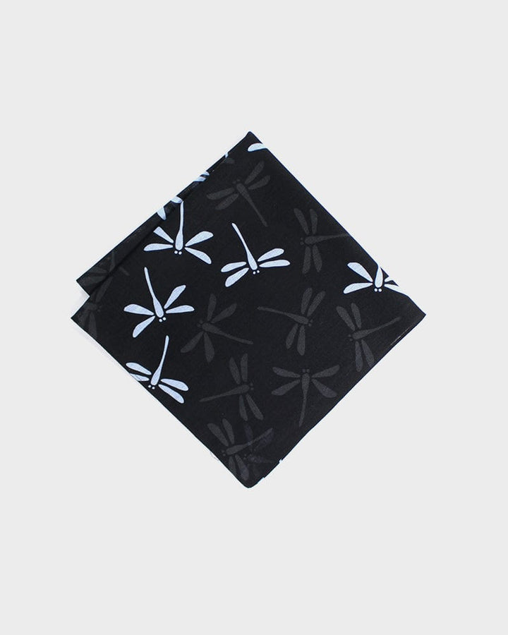 Japanese Handkerchief, Classic, Black, Charcoal and Light Blue Tonbo