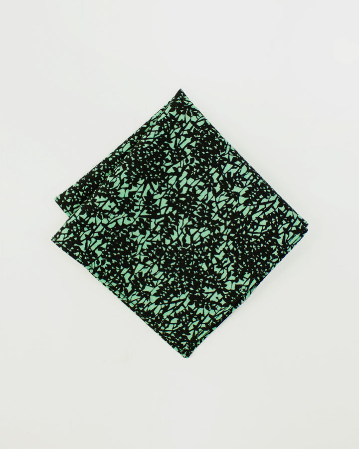Kiriko Original Pocket Square, Green Leaves