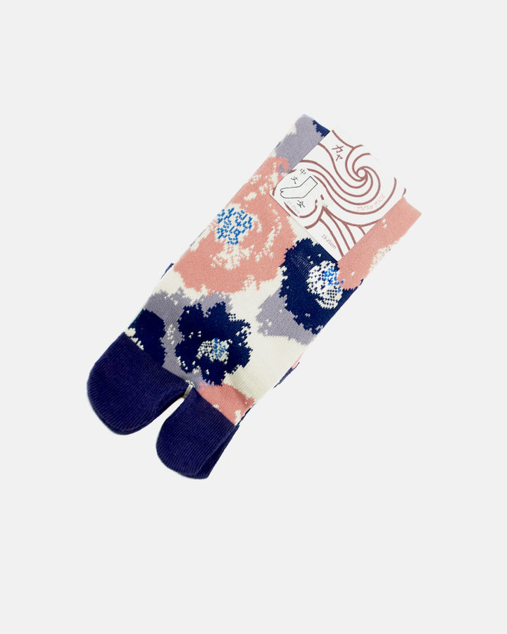 Tabi Socks, Pink and Purple, Abstract Tsubaki (S/M)