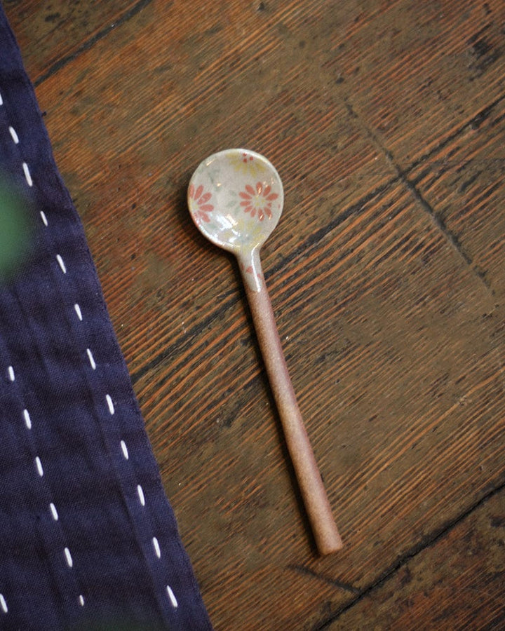 Hand-Painted Spoon, Classic, Yellow and Pink with Green Floral