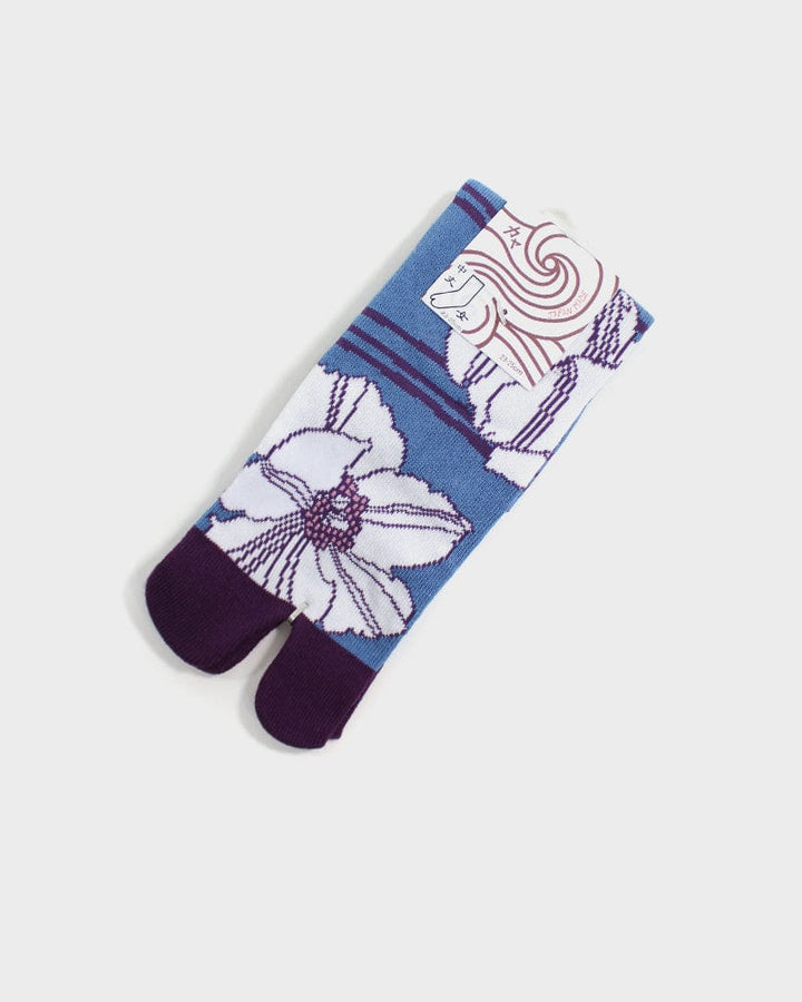 Tabi Socks, Blue and Purple Shima, White Keshi (S/M)