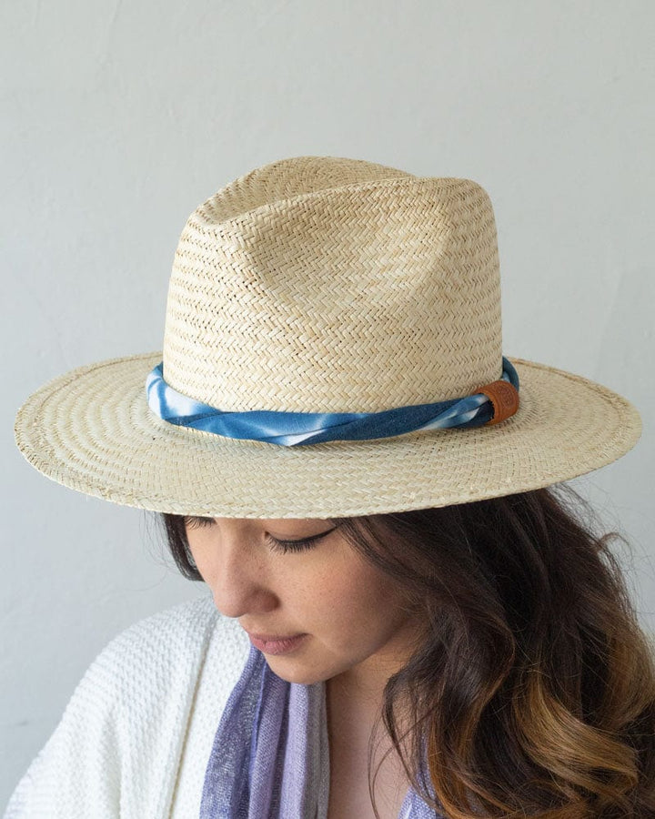 Kiriko Custom, Panama Hat, Straw, Palm, Twisted Washed Indigo Shibori