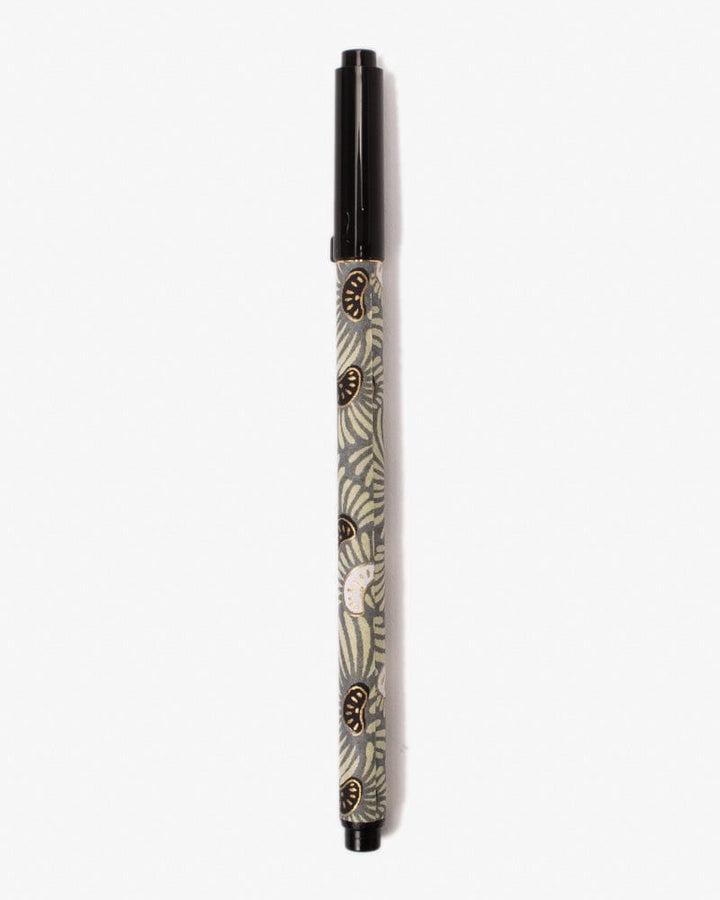 Shogado Calligraphy Brush Pen, Ginger Series, Gray and Pistachio Floral