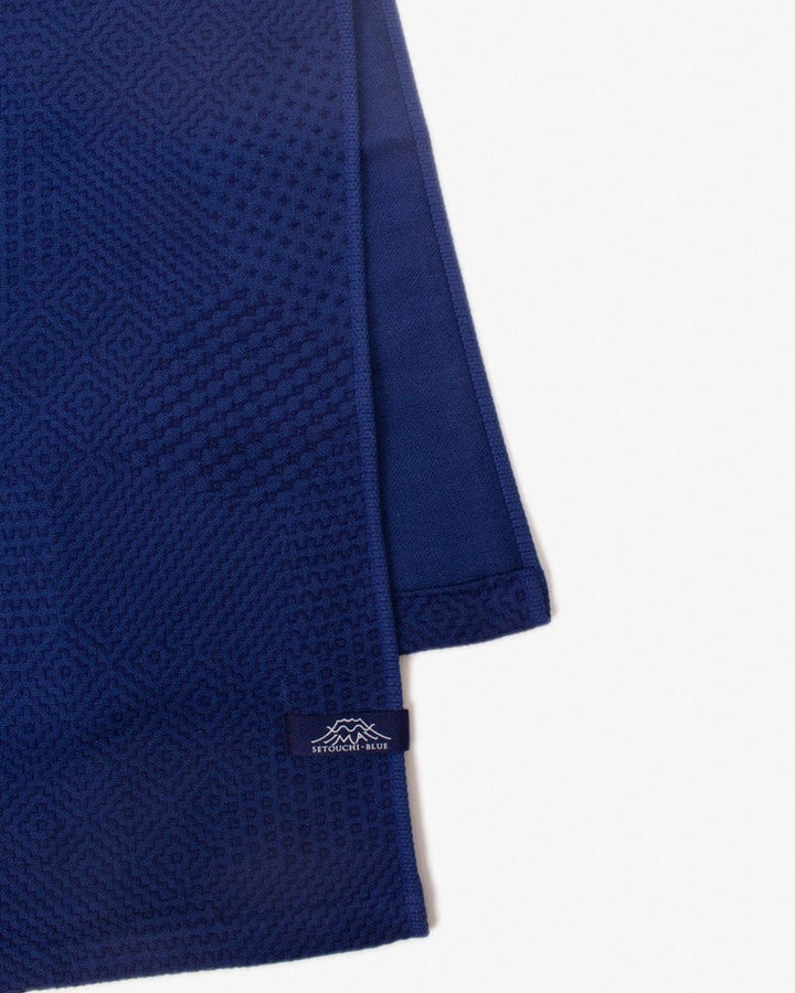 Maple & Moon Kitchen Towels, Blue with Blue Sashiko Stitching