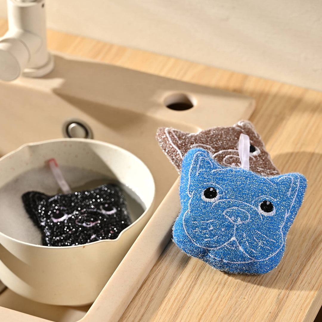 Fox Run Brands, Bulldog Kitchen Scrubber Set, Multicolor Pack of 3