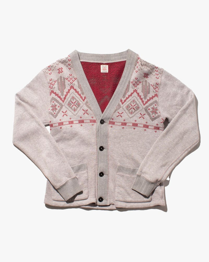 Japanese Repro Sweater, Flat Head Brand, Grey and Red Winter Pattern - S