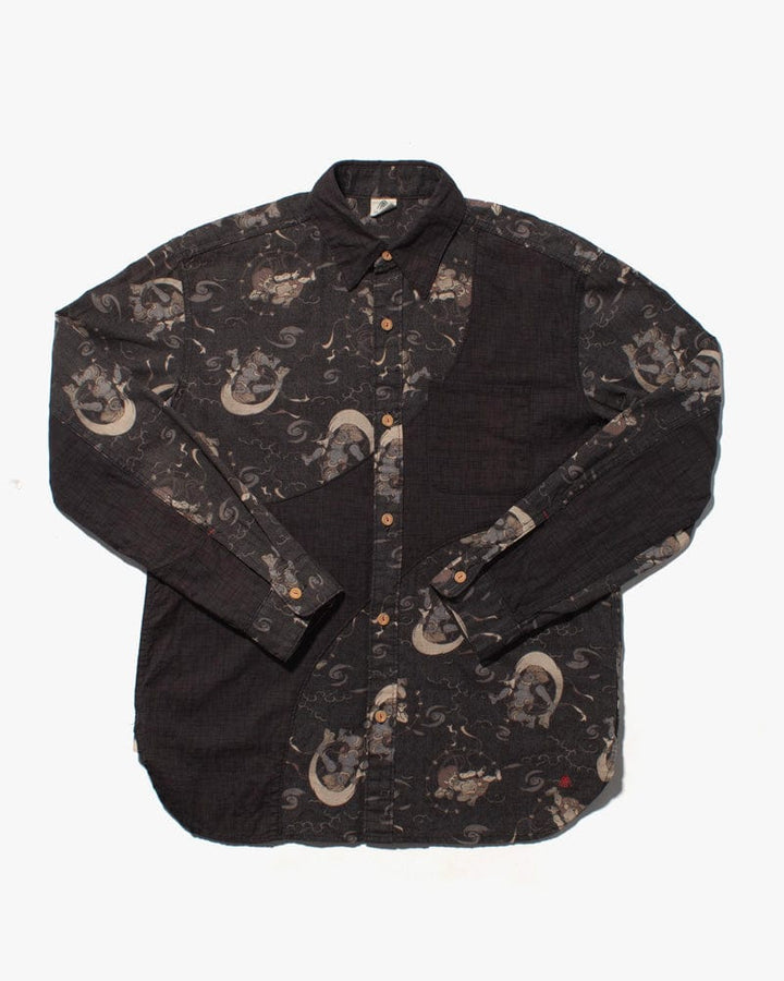 Japanese Repro Shirt, Aloha Long Sleeve, Kurashiki Kojima - Eternal Brand, Split Oni - L