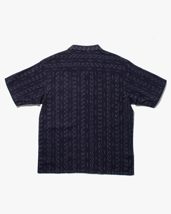 ToK Shirt, Short Sleeve Button-Up, Open Collar, Indigo Faded Shima