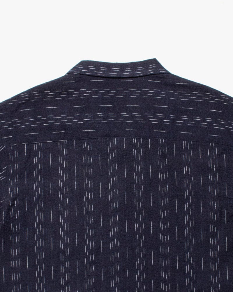 ToK Shirt, Short Sleeve Button-Up, Open Collar, Indigo Faded Shima