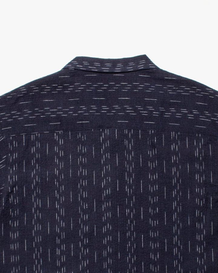 ToK Shirt, Short Sleeve Button-Up, Open Collar, Indigo Faded Shima