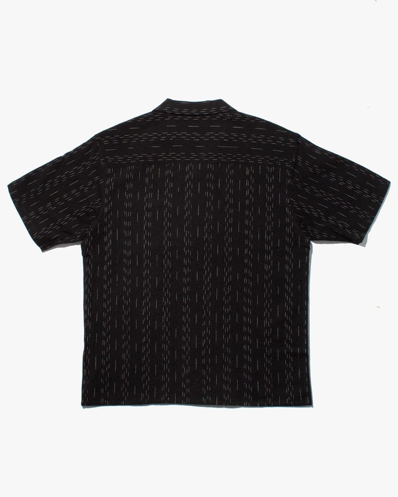 ToK Shirt, Short Sleeve Button-Up, Open Collar, Black Faded Shima