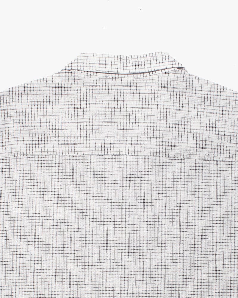 ToK Shirt, Short Sleeve Button-Up, Open Collar, White Grid