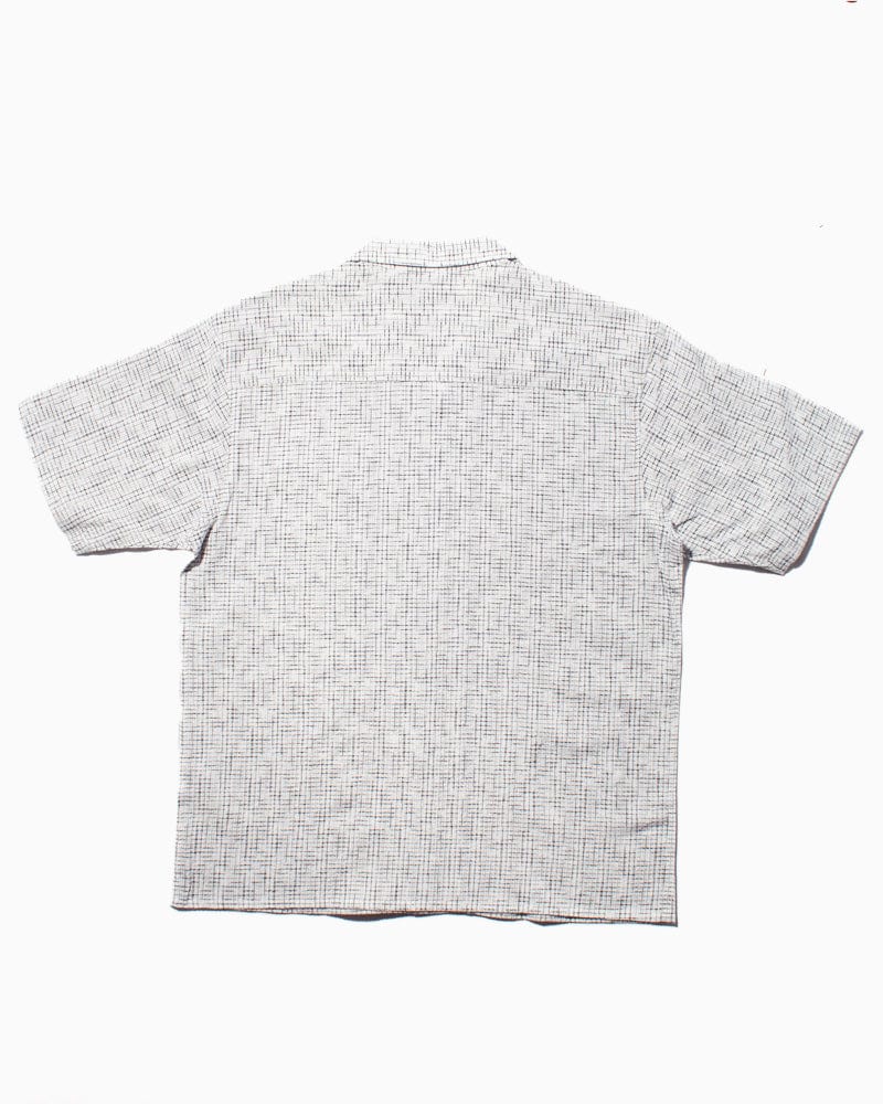 ToK Shirt, Short Sleeve Button-Up, Open Collar, White Grid